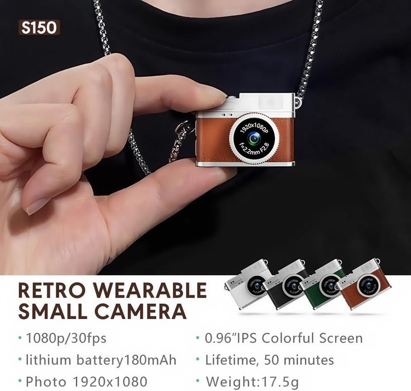RWSEFK Retro Mini Digital Video Keychain Camera Small bodycam 1080P HD Video Go Cam 0.96" IPS Screen 4 Colors Type-C Pro17g 8GB Pocket Video Recorder for Travel Recording Gifts for Girls Stocking Stuffers - Image 2